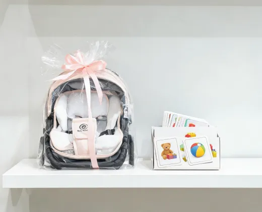 Gift-ready Baby Trend bundle on a retail shelf