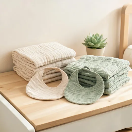 Baby blankets and nursery textile stack