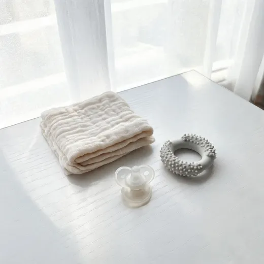 Feeding and care accessories with soft textile